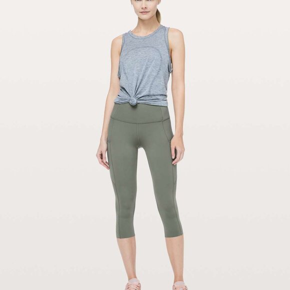 Lululemon Fast & Free Crop II *Nulux 19" Grey Sage Size 4 - Picture 2 of 8